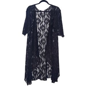 Black Lace Kimonon Long Open Front Witchy Whimsigoth Western Cowgirl Romance S